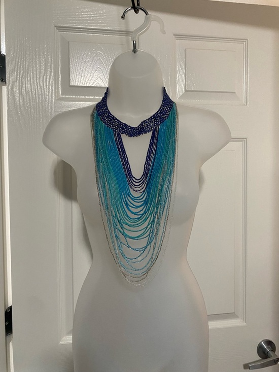 Chico's Jewelry - NWT Chico’s Multi-Strand Blue Ombre Beaded Waterfall Necklace quality beads used